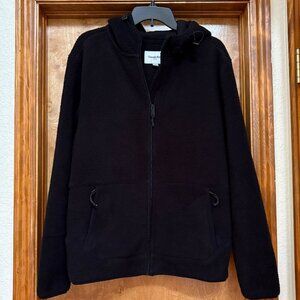Goodfellow & Co Fleece Full Zip Hooded Jacket in Black, Size M